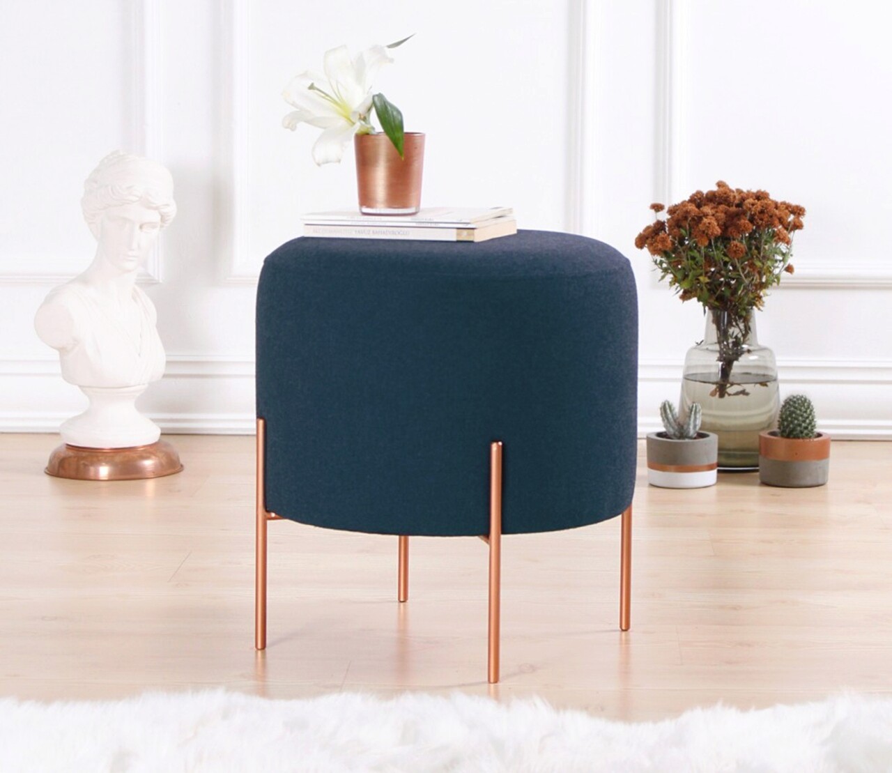 Taburet, Atelier del Sofa, 209FLF1181, Albastru navy - imagine 5